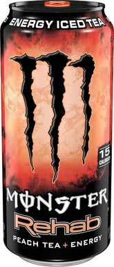 Monster Rehab Peach Tea + Energy, Energy Iced Tea, 15.5 Ounce (Pack of 24)