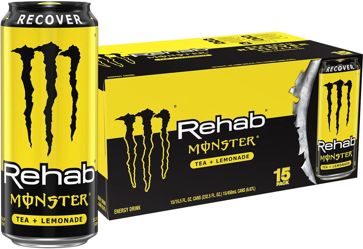 Monster Rehab Tea + Lemonade + Energy, Energy Drink 15.5 Ounce | Energy Iced Tea, Pack of 15