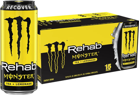 Monster Rehab Tea + Lemonade + Energy, Energy Drink 15.5 Ounce | Energy Iced Tea, Pack of 15
