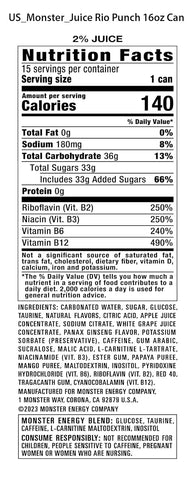 Monster Energy Juice Rio Punch, Energy Drink, 16 Ounce | Energy + Juice, Pack of 15