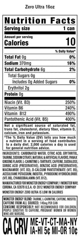 Monster Energy Zero Ultra, 16 fl oz.