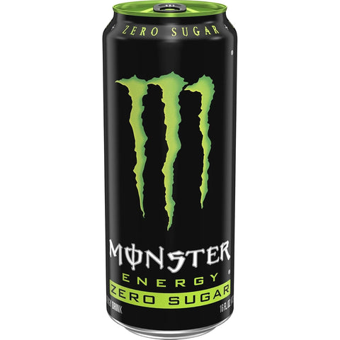 Monster Energy Zero Sugar, Green, Original, Low Calorie Energy Drink, 16 Ounce (Pack of 15), Can