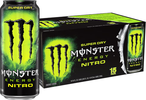 Monster Energy Nitro Super Dry, Maximum Strength, Energy Drink, 16 ounce | Pack of 15