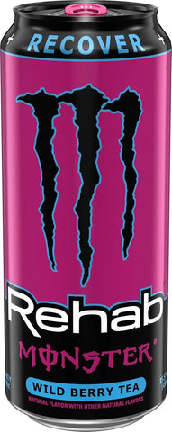 Monster Rehab Wild Berry Tea + Energy, Energy Drink, 15.5 Ounce | Energy Iced Tea, Pack of 15