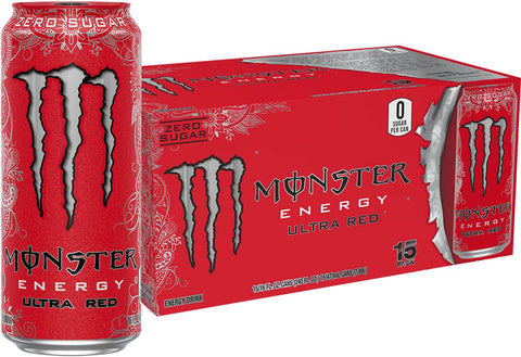Monster Energy Ultra Red, Sugar Free Energy Drink, 16 Ounce (Pack of 15) | Pack of 15