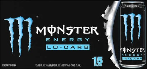 Monster Energy, Lo-Carb Monster, Low Carb Energy Drink, 16 Ounce | Pack of 15
