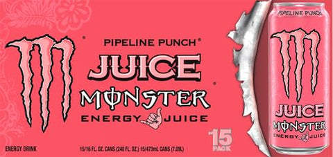 Monster Energy Juice Pipeline Punch, Energy Drink, 16 Ounce | Energy + Juice, Pack of 15