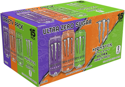 Monster Energy Ultra Variety Pack, POP, Sugar Free Energy Drink, 16 Ounce | Pack of 15