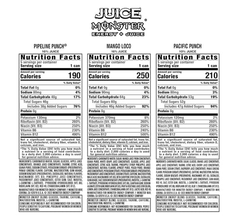 Monster Energy Juice Monster Variety Pack, PPMLPP, Energy Drink, 16 Ounce | Energy + Juice, Pack of 15