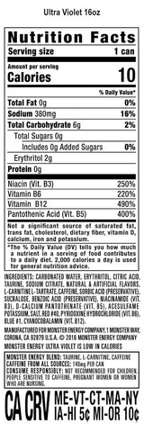 Monster Energy Ultra Violet, Sugar Free Energy Drink, 16 Ounce | Pack of 15