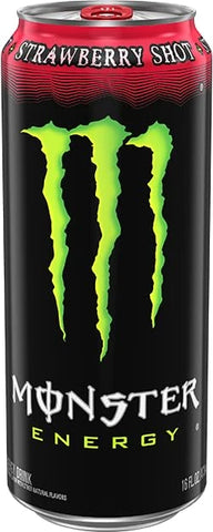 Monster Energy Strawberry Shot, Green, Original, Energy Drink, 16 Ounce (Pack of 15)