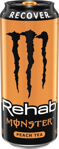 Monster Rehab Peach Tea + Energy, Energy Drink, 15.5 Ounce | Energy Iced Tea, Pack of 15