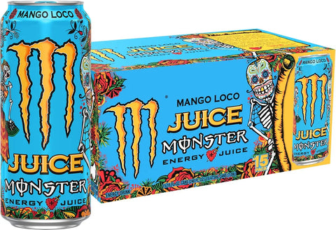 Monster Energy Juice Monster Mango Loco, Energy Drink, 16 Ounce | Energy + Juice, Pack of 15