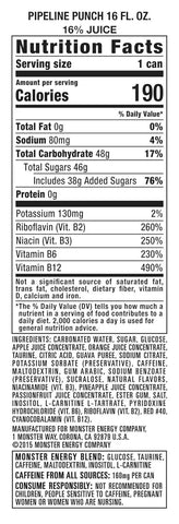 Monster Energy Juice, Pipeline Punch,16 Fl Oz (Pack of 24)