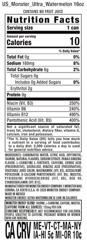 Monster Energy Ultra Watermelon, Sugar Free Energy Drink, 16 Ounce | Pack of 15