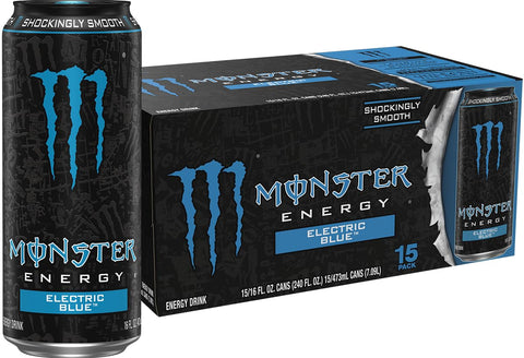 Monster Energy Electric Blue, Energy Drink, 16 Ounce (Pack of 15)