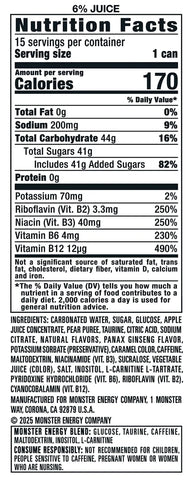 Monster Energy Juice Bad Apple, Energy + Juice, Energy Drink, 16 Ounce (Pack of 15)