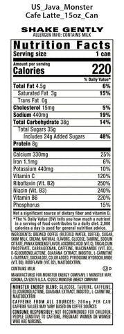 Java Monster Café Latte, Coffee + Energy Drink, 15 Ounce | Pack of 12