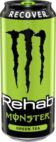 Monster Energy Rehab Green Tea + Energy, Energy Drink 15.5 Ounce | Energy Iced Tea, Pack of 15