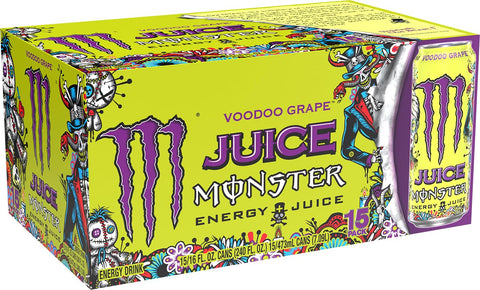 Monster Energy Juice Voodoo Grape, Energy + Juice, Energy Drink, 16 Ounce (Pack of 15)