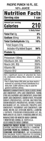 Monster Energy Juice Monster Pacific Punch, Energy Drink, 16 Ounce | Energy + Juice, Pack of 15