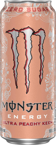Monster Energy Ultra Peachy Keen, Sugar Free Energy Drink, 16oz | Pack of 24