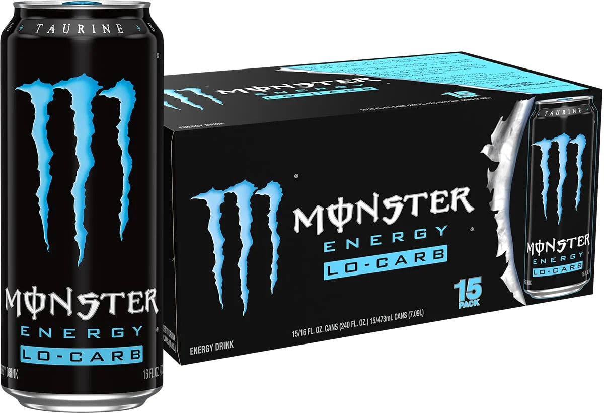 Monster Energy, Lo-Carb Monster, Low Carb Energy Drink, 16 Ounce | Pack of 15