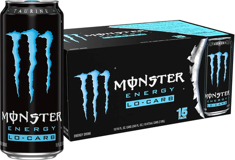 Monster Energy, Lo-Carb Monster, Low Carb Energy Drink, 16 Ounce | Pack of 15